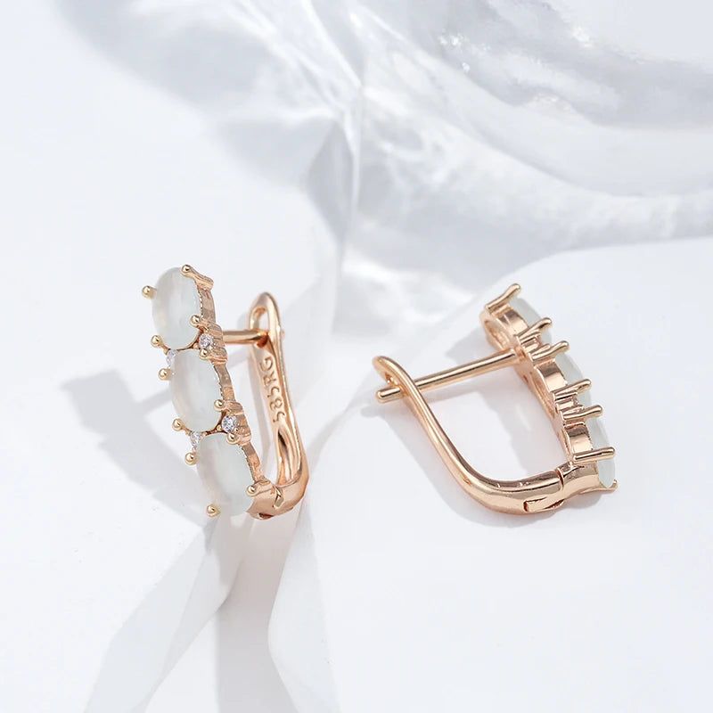 Popular Vintage White Opal Drop Earrings in 585 Rose Gold - Luxury Jewelry Design