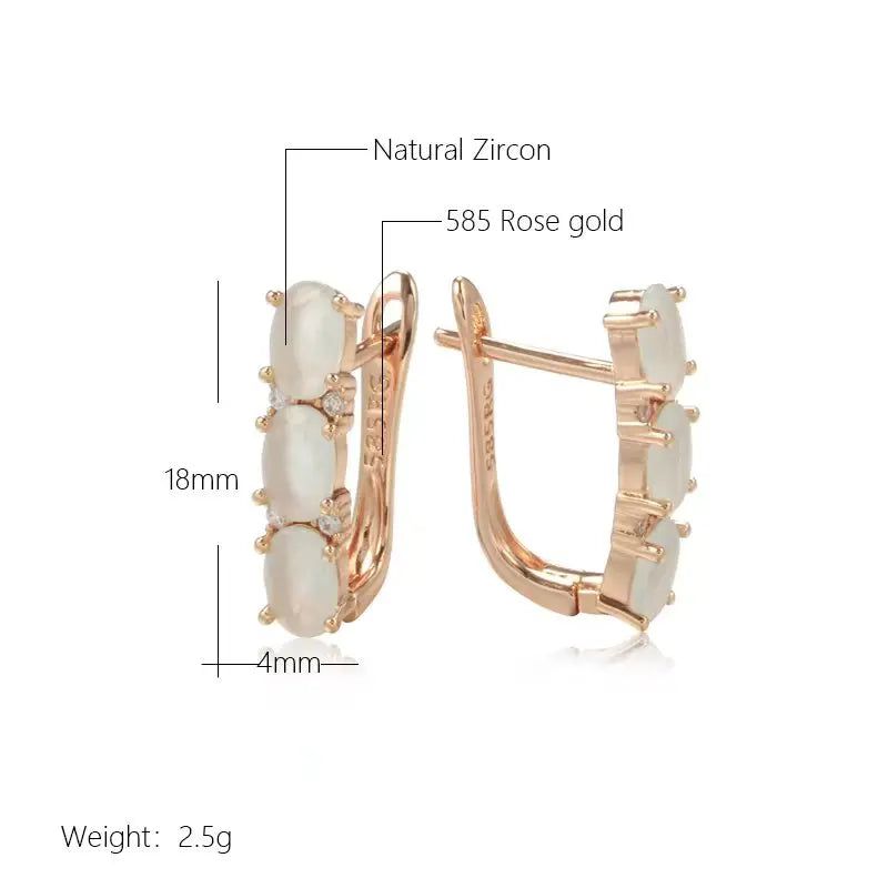 Popular Vintage White Opal Drop Earrings in 585 Rose Gold - Luxury Jewelry Design