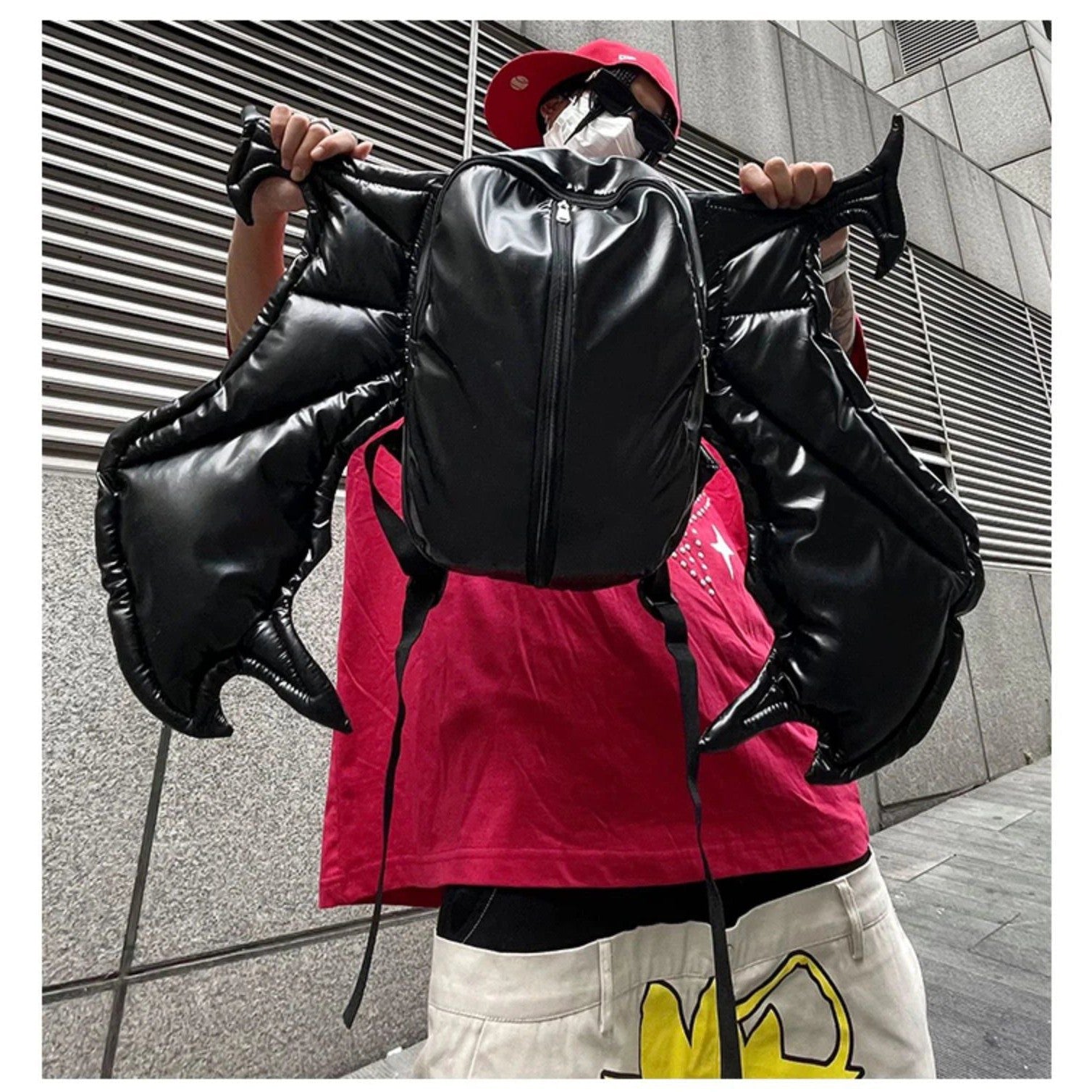 Punk Bat Wing Backpack for Women - Trendy School Bag with Angel Wings and Devil Design