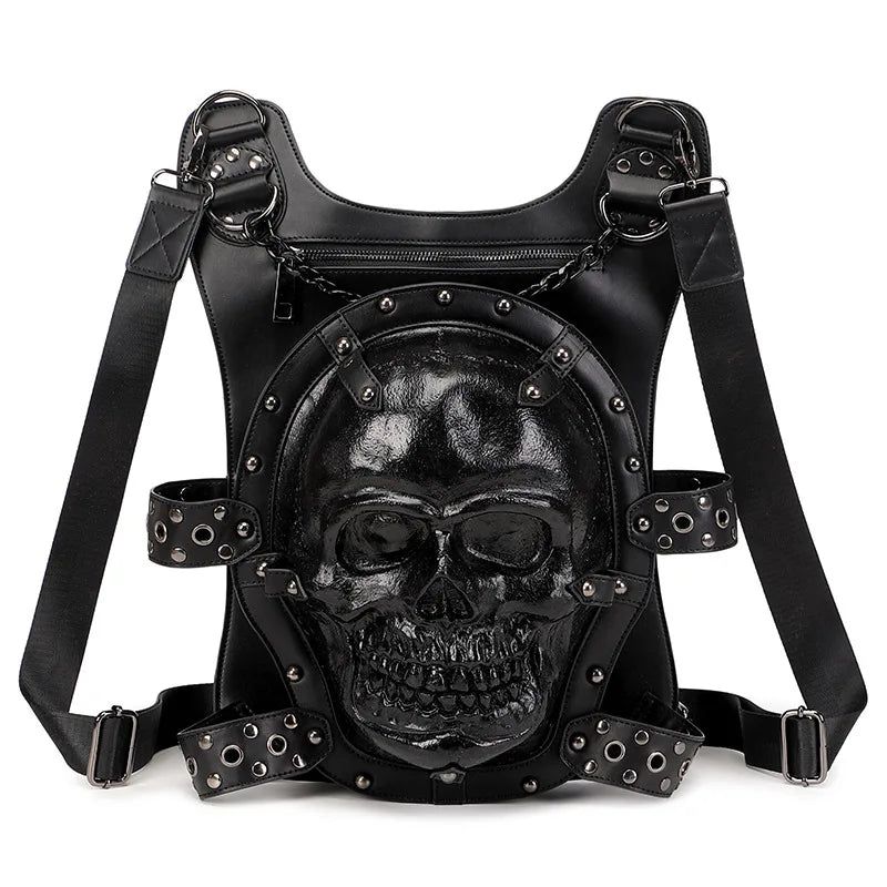 Punk Gothic 3D Skull Skeleton Handbag and Backpack for Women – Versatile Crossbody and Shoulder Bag for Halloween Fashion