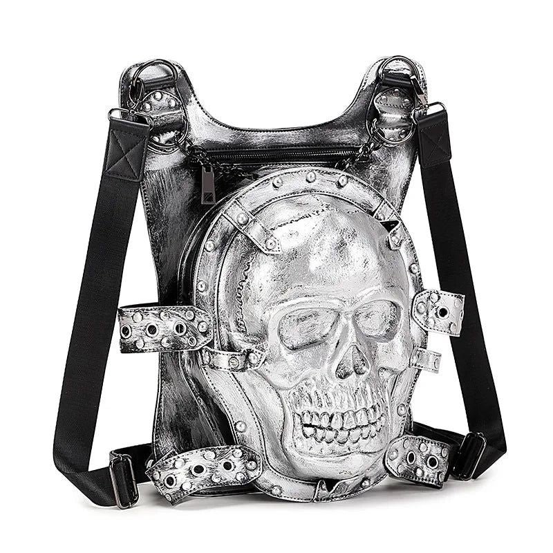 Punk Gothic 3D Skull Skeleton Handbag and Backpack for Women – Versatile Crossbody and Shoulder Bag for Halloween Fashion