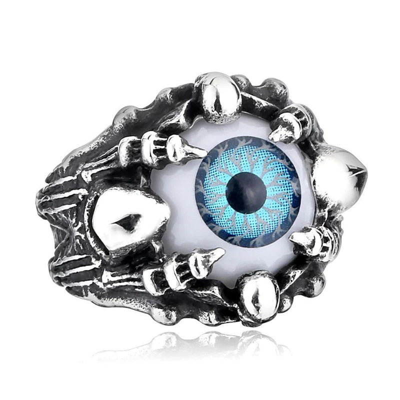 Punk Gothic Dragon Claw Demon Eye Stainless Steel Ring for Men - Unique Hip Hop Fashion Jewelry Gift