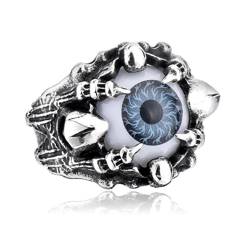 Punk Gothic Dragon Claw Demon Eye Stainless Steel Ring for Men - Unique Hip Hop Fashion Jewelry Gift