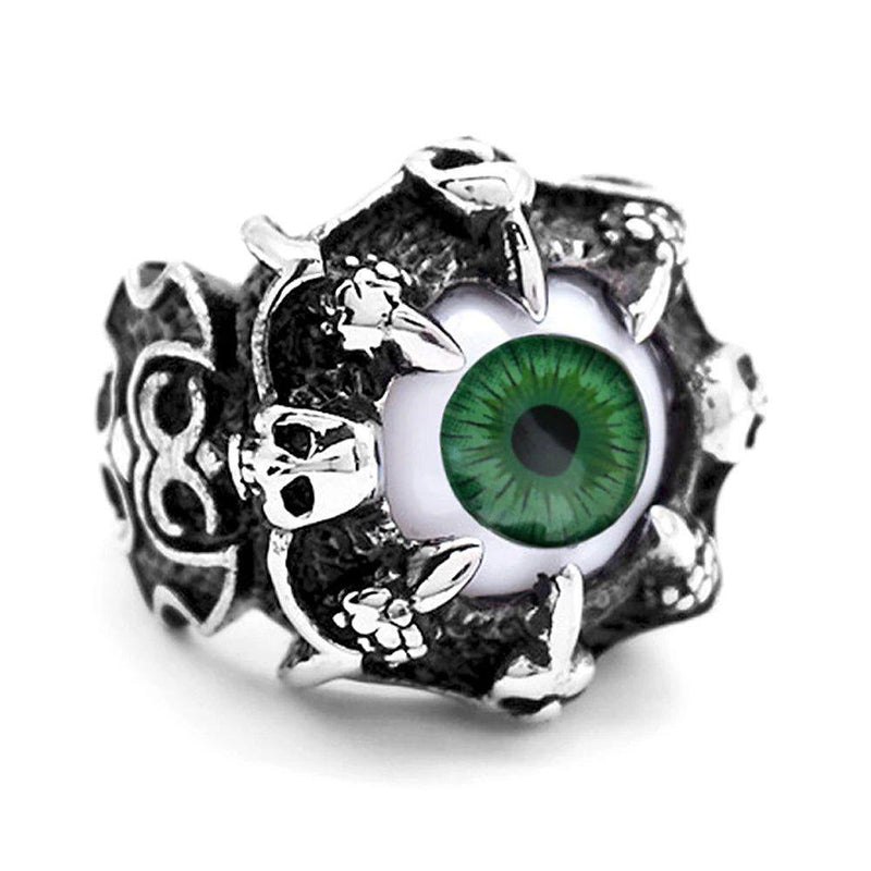 Punk Gothic Dragon Claw Demon Eye Stainless Steel Ring for Men - Unique Hip Hop Fashion Jewelry Gift