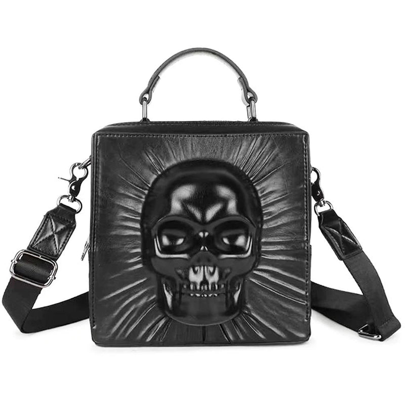 Punk-Inspired 3D Skull Handbag for Men and Women - Unique Rivet Shoulder Messenger Bag