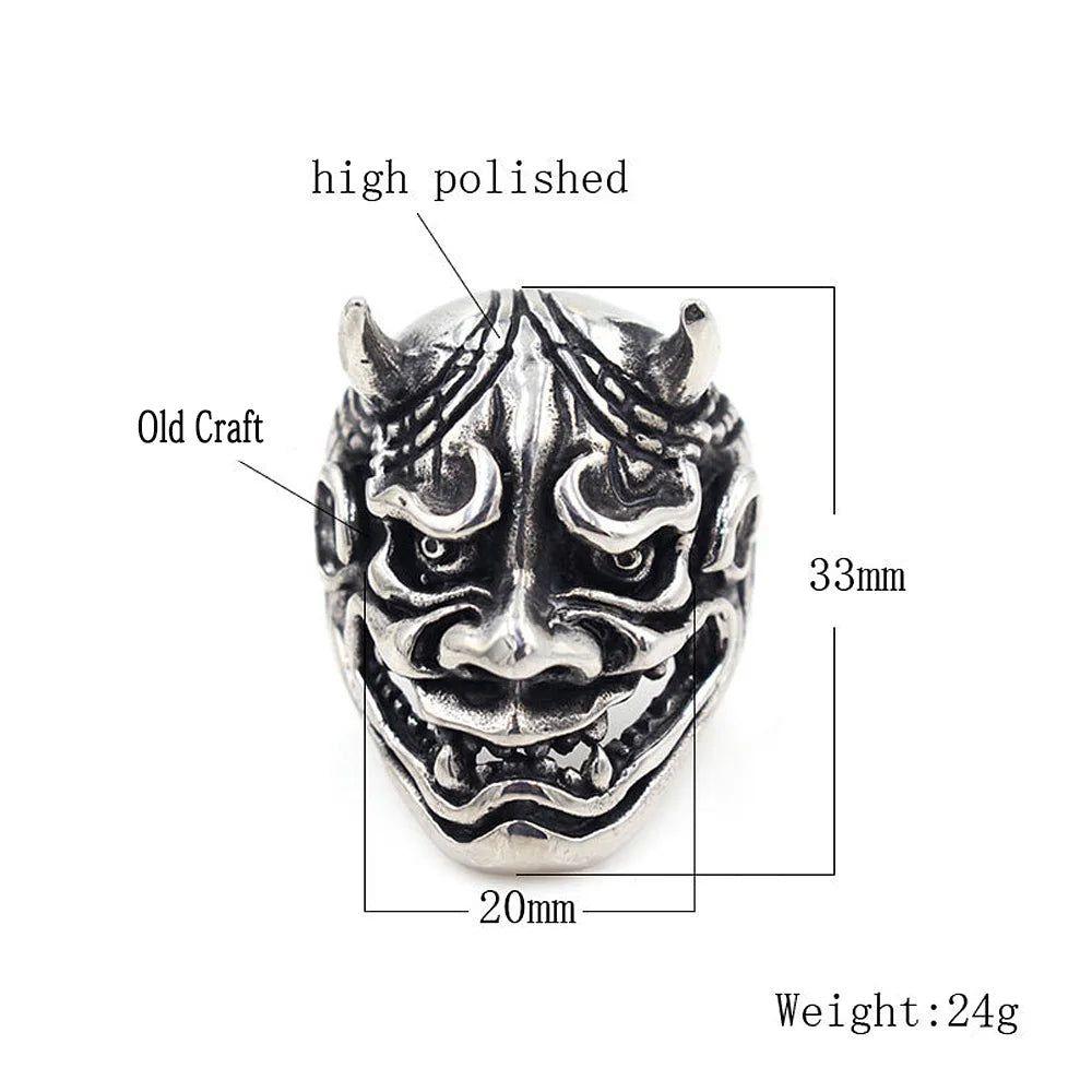 Punk-Inspired Stainless Steel Bull Head Skull Ring for Men - Gothic Fashion Jewelry