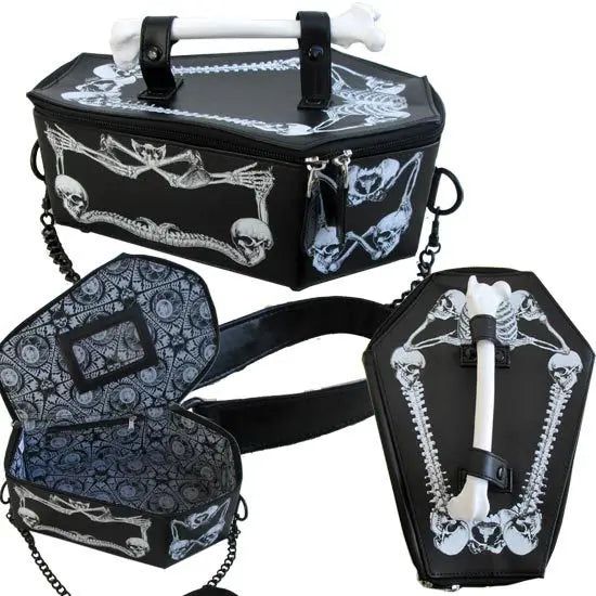 Punk Skull & Bat Print Women's Crossbody Messenger Handbag