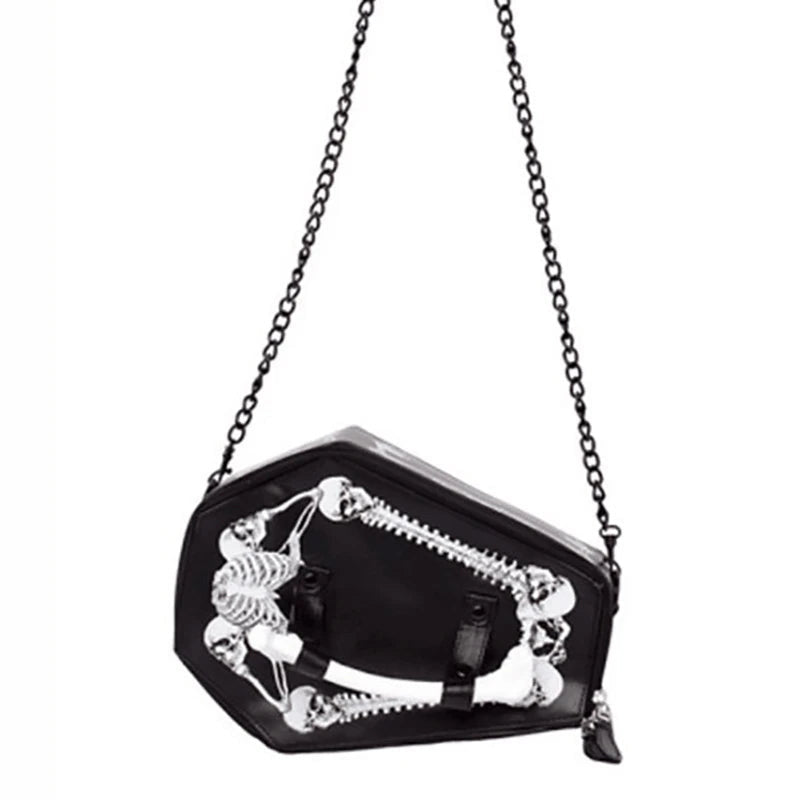 Punk Skull & Bat Print Women's Crossbody Messenger Handbag