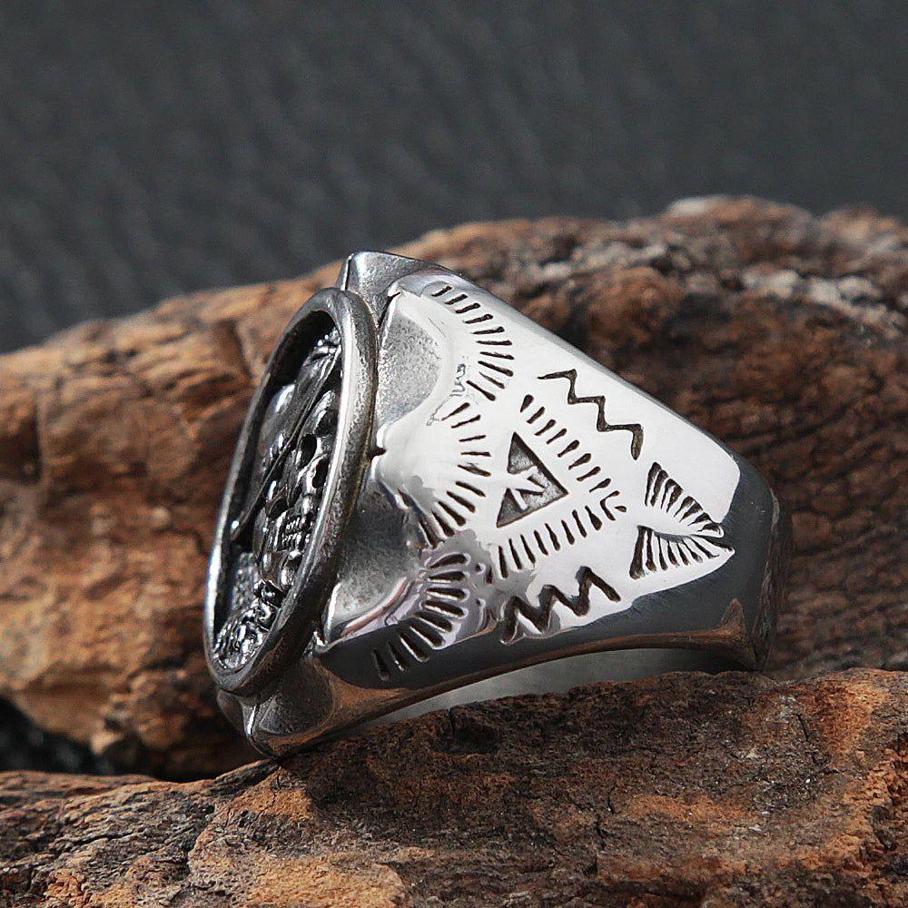 Punk Skull Biker Ring in Stainless Steel - Gothic 1936 Fashion Jewelry for Men