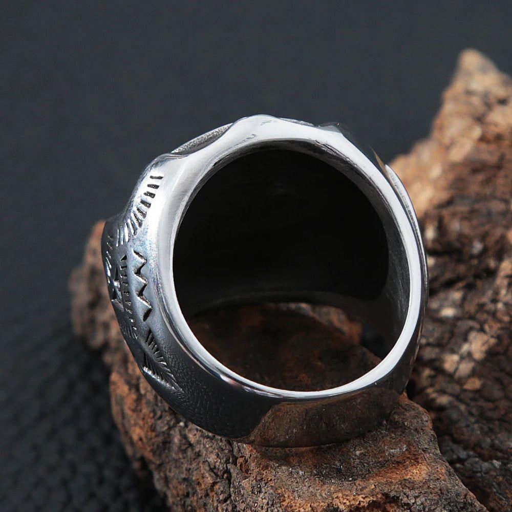 Punk Skull Biker Ring in Stainless Steel - Gothic 1936 Fashion Jewelry for Men