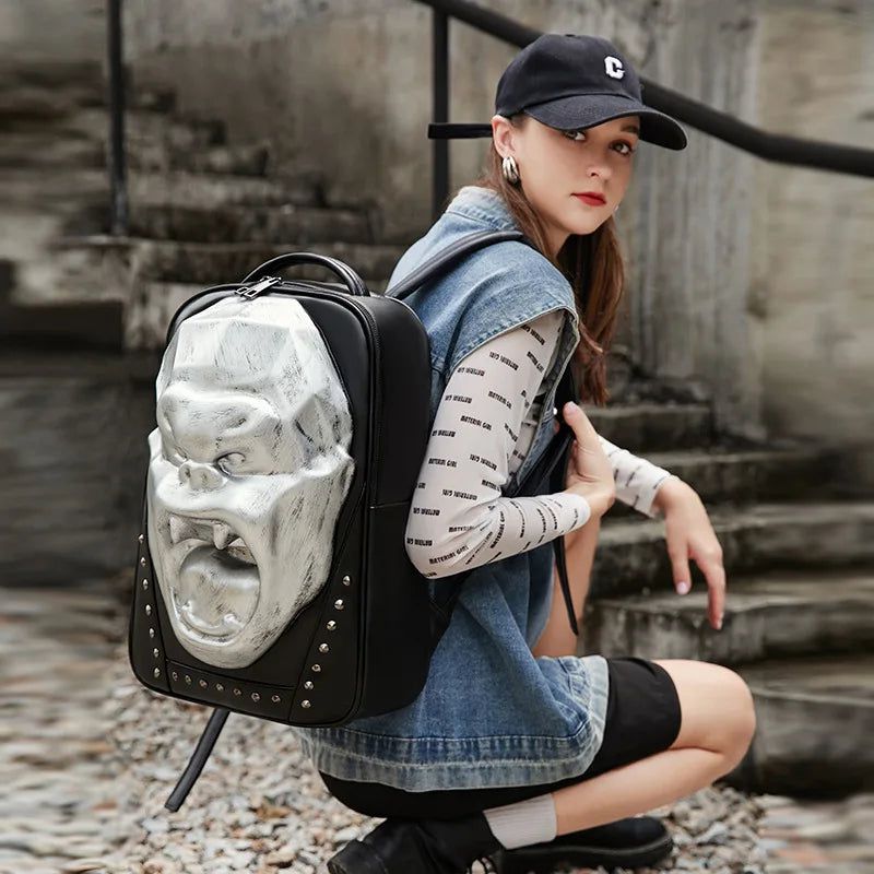 Punk Style 3D Skull Luxury Backpack for Men and Women - Unisex Travel Bag with Unique Design