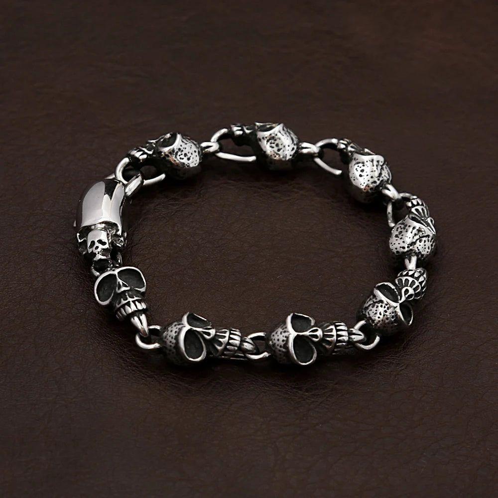 Punk Style Stainless Steel Skull Bracelets for Men - Gothic Motorcycle Jewelry and Gifts