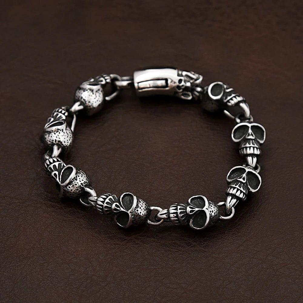 Punk Style Stainless Steel Skull Bracelets for Men - Gothic Motorcycle Jewelry and Gifts