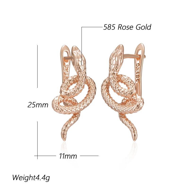 Punk Vintage Rose Gold Snake Drop Earrings - Unique Heavy Metal Animal Jewelry