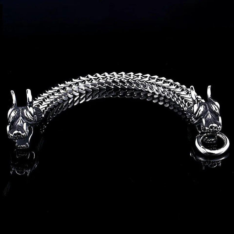 Punk Vintage Viking Dragon Head Bracelet for Men - 316L Stainless Steel Nordic Amulet Jewelry