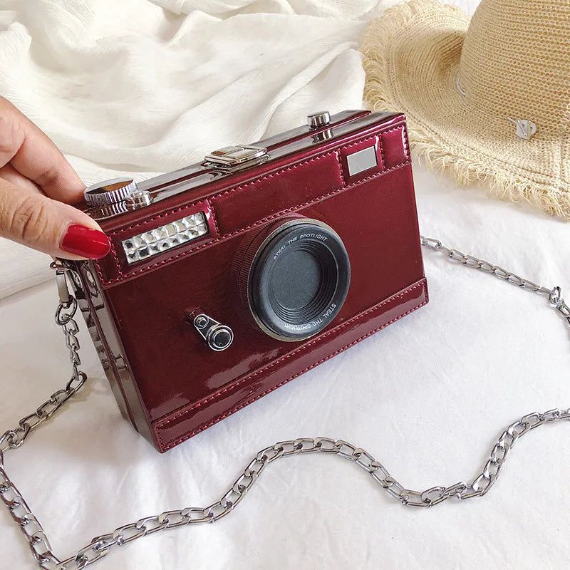 Quirky Camera Shaped Nubuck Clutch Bag for Women - Stylish Mini Crossbody Purse