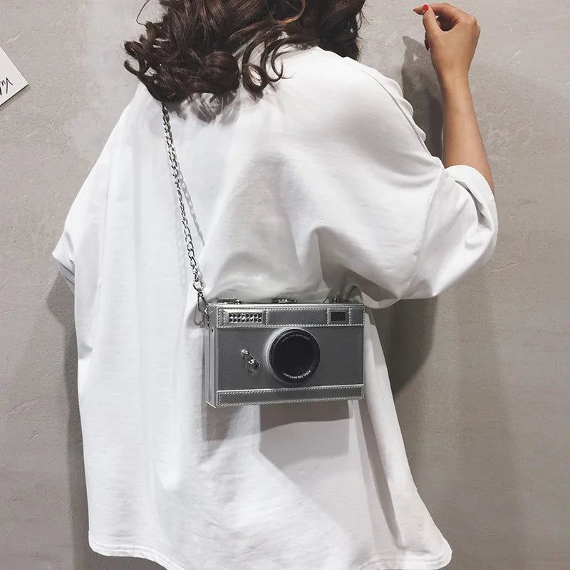 Quirky Camera Shaped Nubuck Clutch Bag for Women - Stylish Mini Crossbody Purse