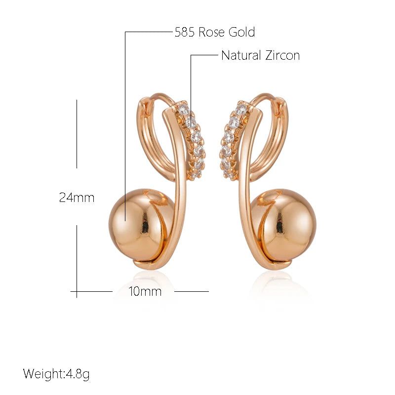 Radiant Round Zircon Dangle Earrings in 585 Rose Gold - 2024 Holiday Chic Jewelry