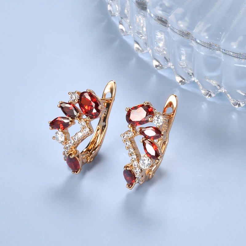 Radiant Ruby Zircon Stud Earrings in 585 Rose Gold - Elegant Jewelry for Valentine's Day