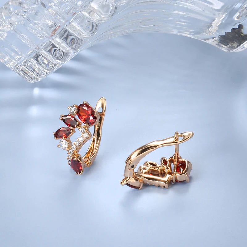 Radiant Ruby Zircon Stud Earrings in 585 Rose Gold - Elegant Jewelry for Valentine's Day