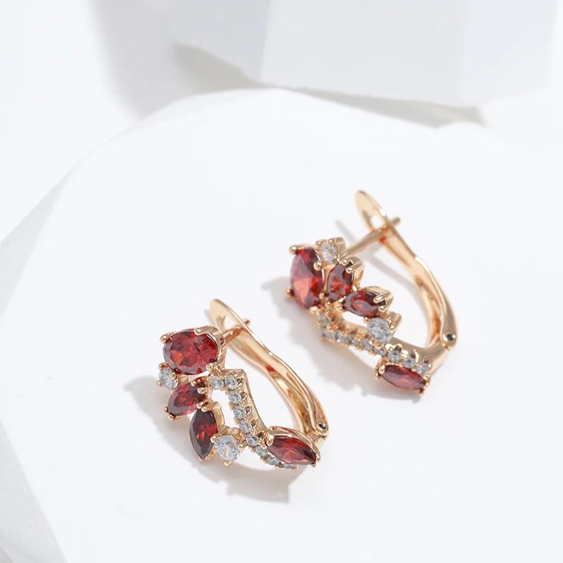 Radiant Ruby Zircon Stud Earrings in 585 Rose Gold - Elegant Jewelry for Valentine's Day