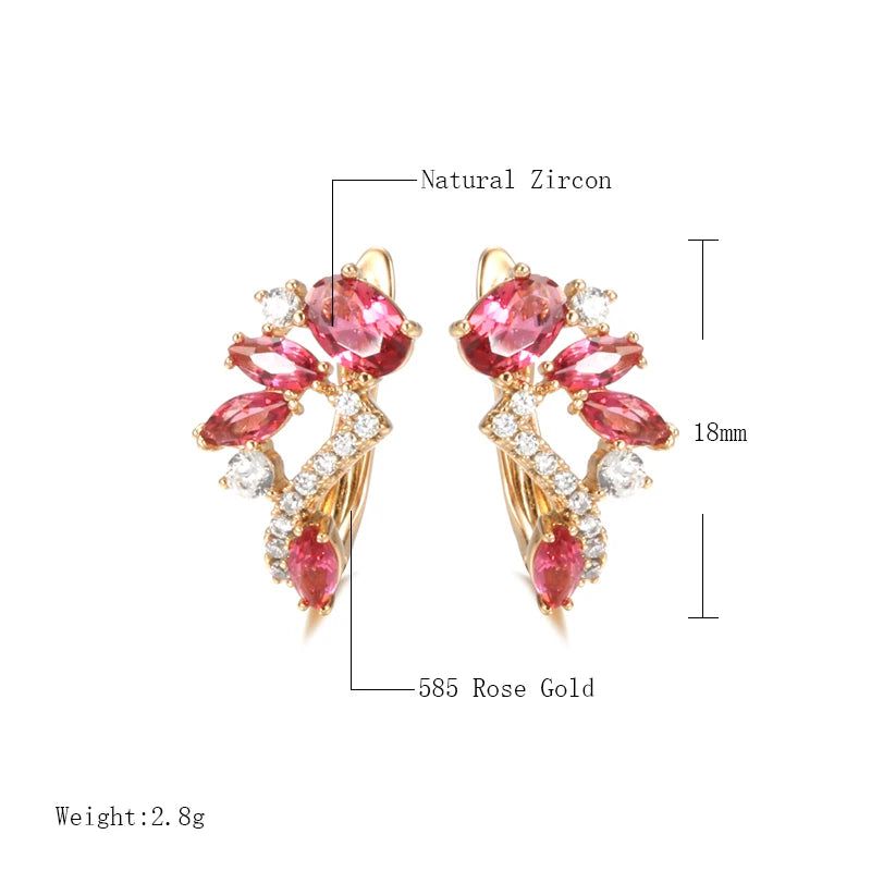 Radiant Ruby Zircon Stud Earrings in 585 Rose Gold - Elegant Jewelry for Valentine's Day