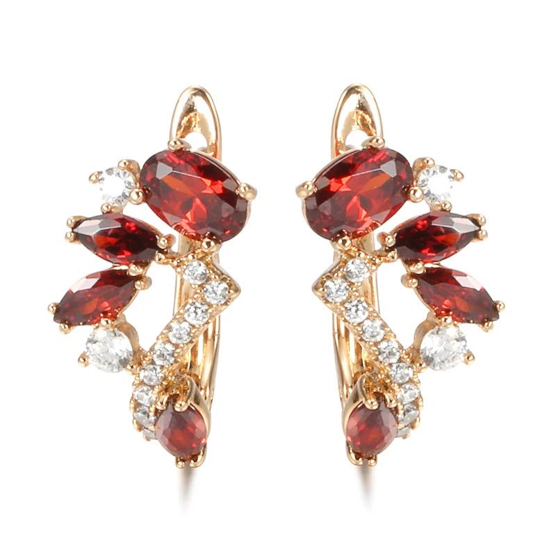 Radiant Ruby Zircon Stud Earrings in 585 Rose Gold - Elegant Jewelry for Valentine's Day