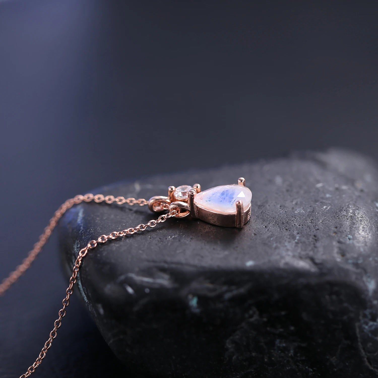 Rainbow Moonstone Necklace in 925 Sterling Silver Jewelry