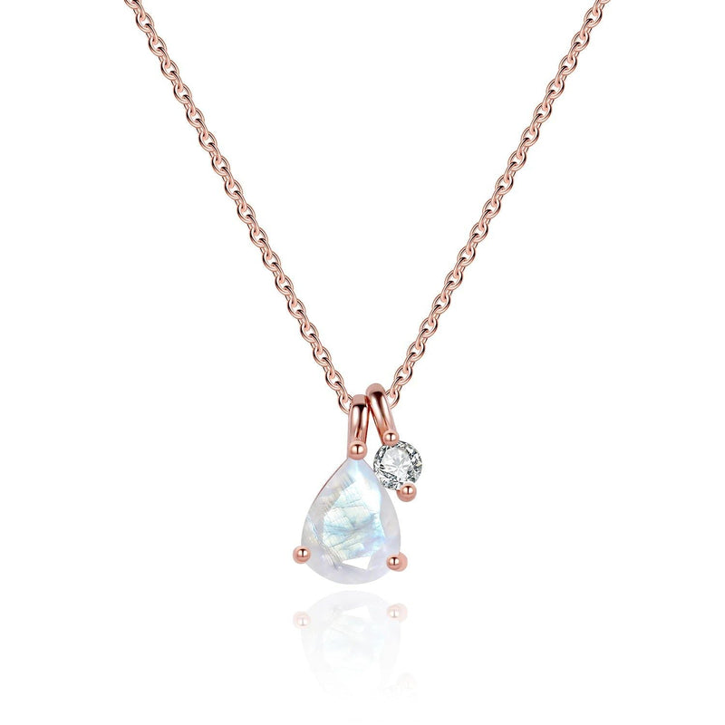 Rainbow Moonstone Necklace in 925 Sterling Silver Jewelry