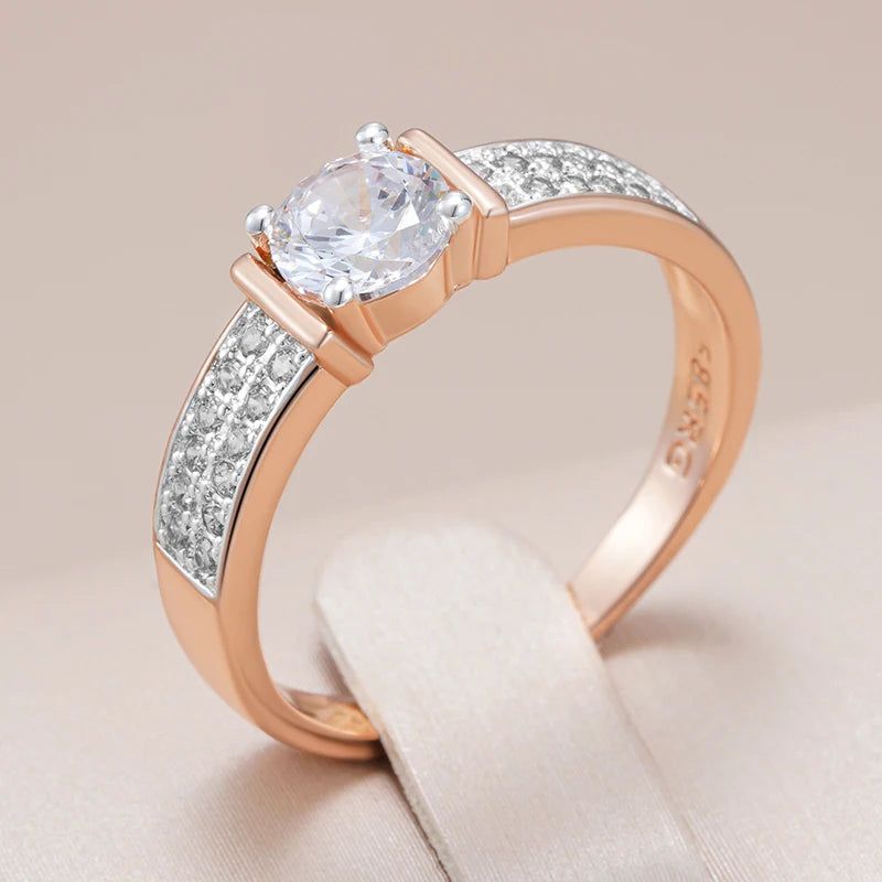 Refined Rose Gold Natural Zircon Ring - Shiny Fashion Jewelry