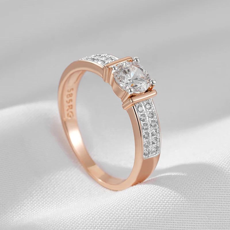 Refined Rose Gold Natural Zircon Ring - Shiny Fashion Jewelry