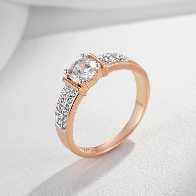 Refined Rose Gold Natural Zircon Ring - Shiny Fashion Jewelry