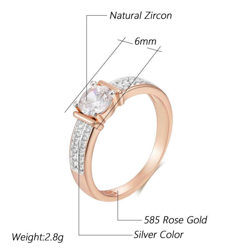 Refined Rose Gold Natural Zircon Ring - Shiny Fashion Jewelry