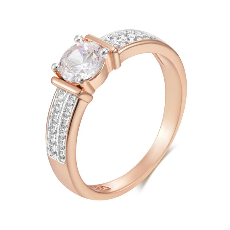 Refined Rose Gold Natural Zircon Ring - Shiny Fashion Jewelry