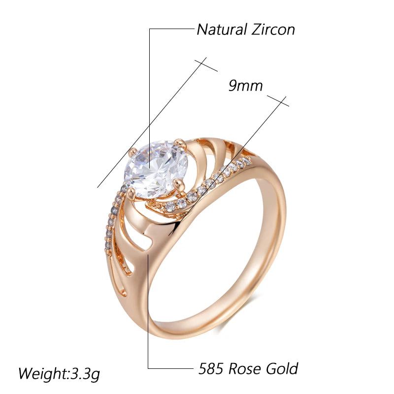 Refined Rose Gold Natural Zirconia Cocktail Ring with Unique Ethnic Design