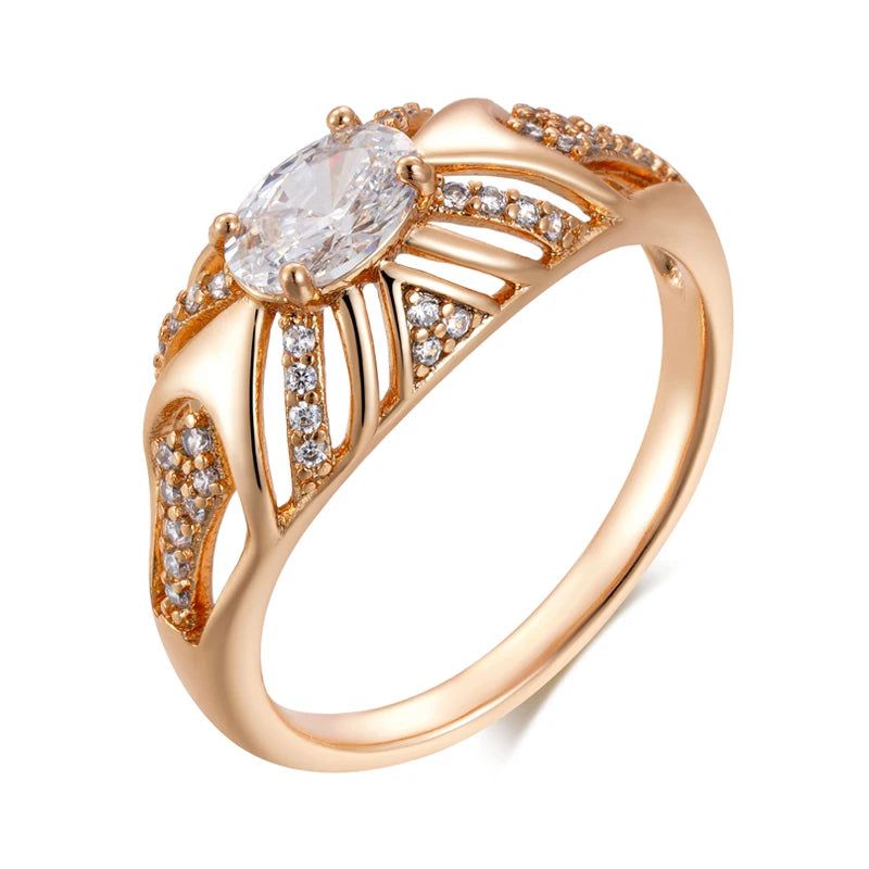 Refined Rose Gold Oval Zirconia Cocktail Ring - Luxury Jewelry Accessory