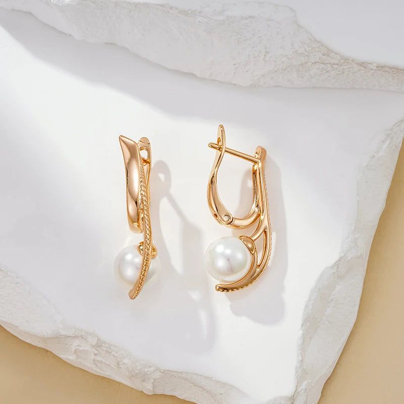 Refined Rose Gold Pearl Dangle Earrings - Chic Long Drop Jewelry for Any Occasion