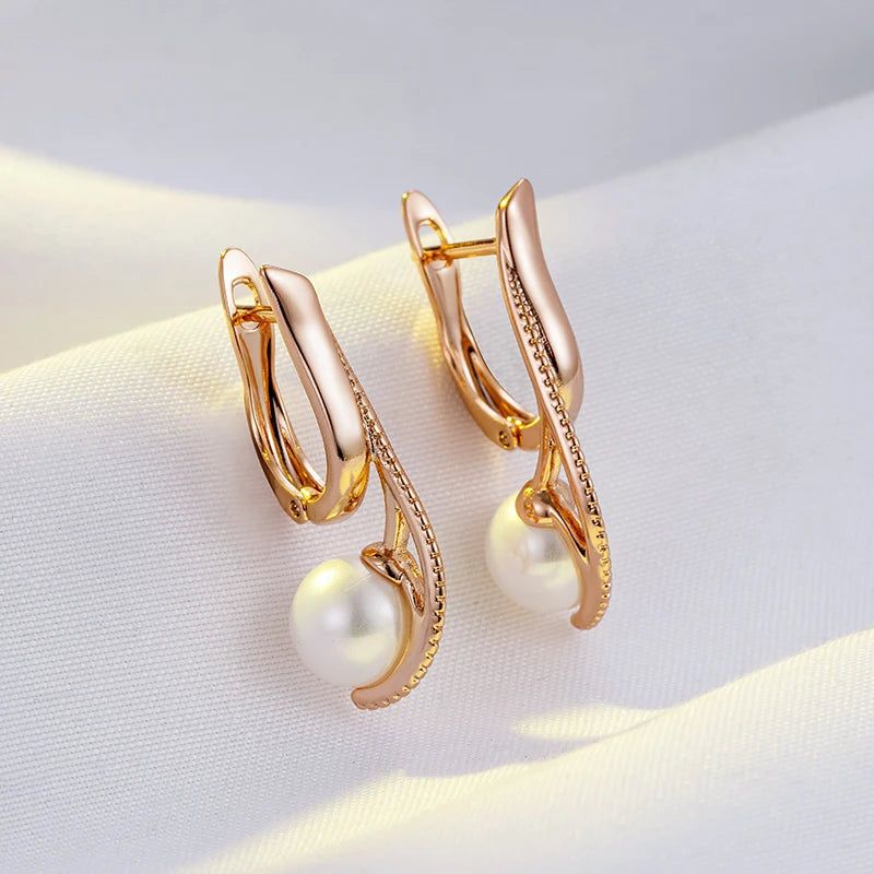 Refined Rose Gold Pearl Dangle Earrings - Chic Long Drop Jewelry for Any Occasion