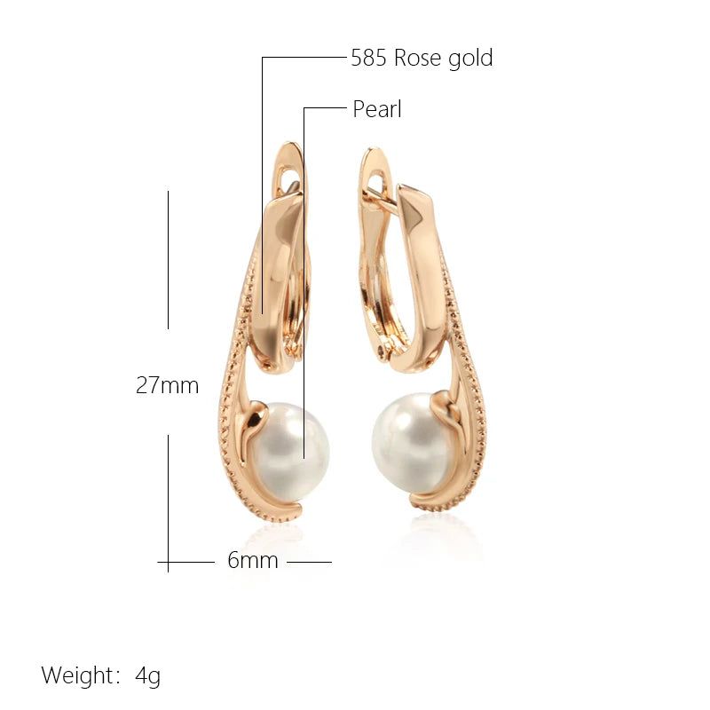 Refined Rose Gold Pearl Dangle Earrings - Chic Long Drop Jewelry for Any Occasion