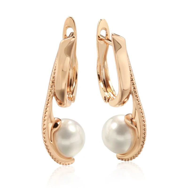 Refined Rose Gold Pearl Dangle Earrings - Chic Long Drop Jewelry for Any Occasion