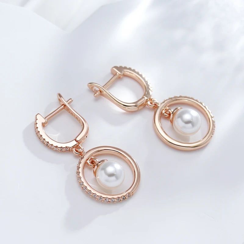 Refined Rose Gold Pearl Dangle Earrings - Trendy Long Drop Jewelry