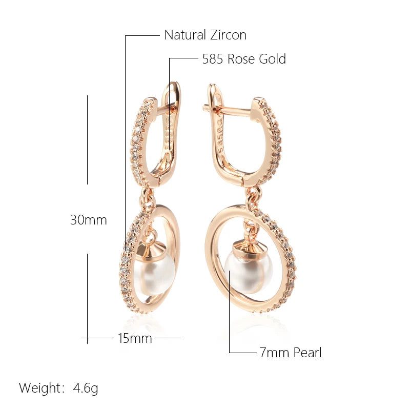 Refined Rose Gold Pearl Dangle Earrings - Trendy Long Drop Jewelry