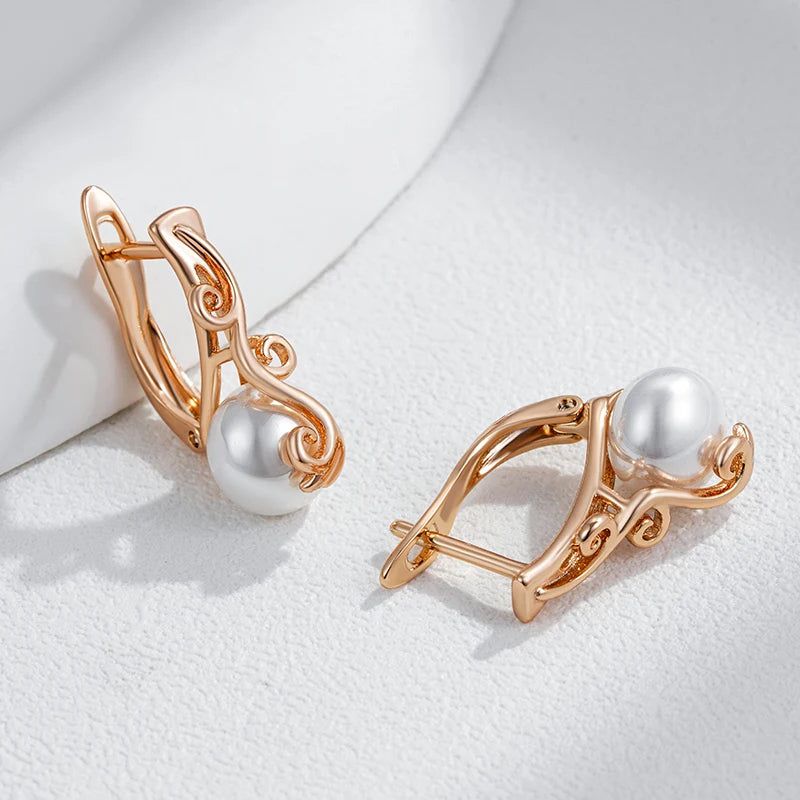 Refined Rose Gold Pearl Drop Earrings - Trendy Jewelry for Every Occasion