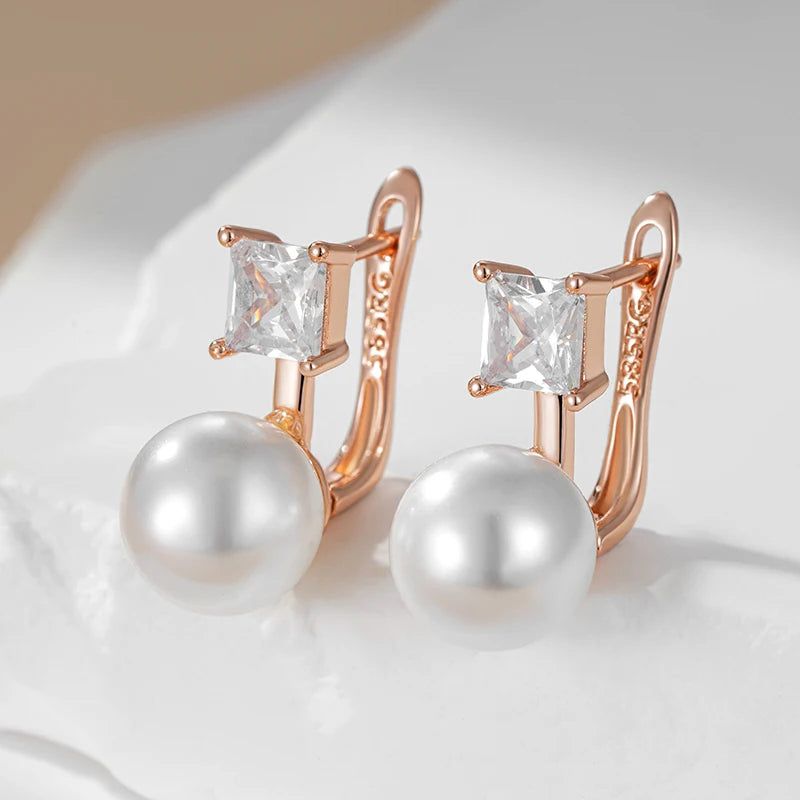 Refined Rose Gold Pearl Drop Earrings for Bridal and Special Occasions 2024