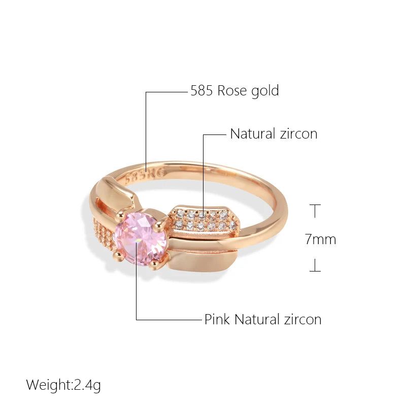 Refined Rose Gold Pink Zircon Princess Cut Ring for Women