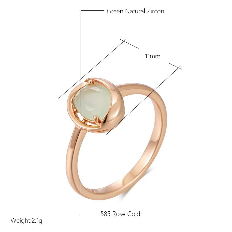 Refined Vintage 585 Rose Gold Oval Green Natural Zircon Ring