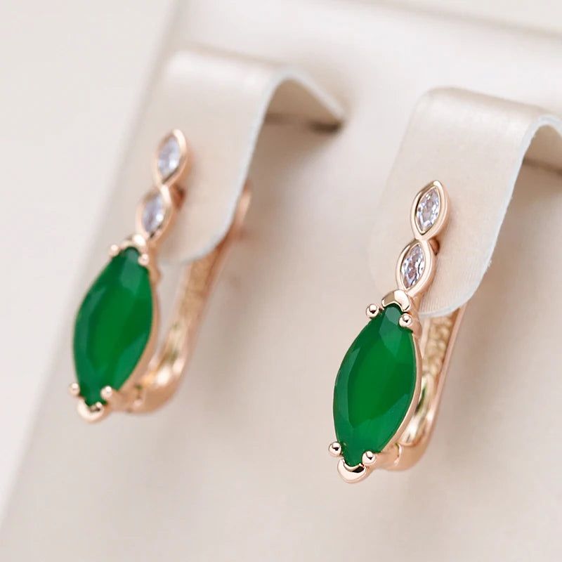 Refined Vintage 585 Rose Gold Plated Drop Earrings with Natural Zircon Stones