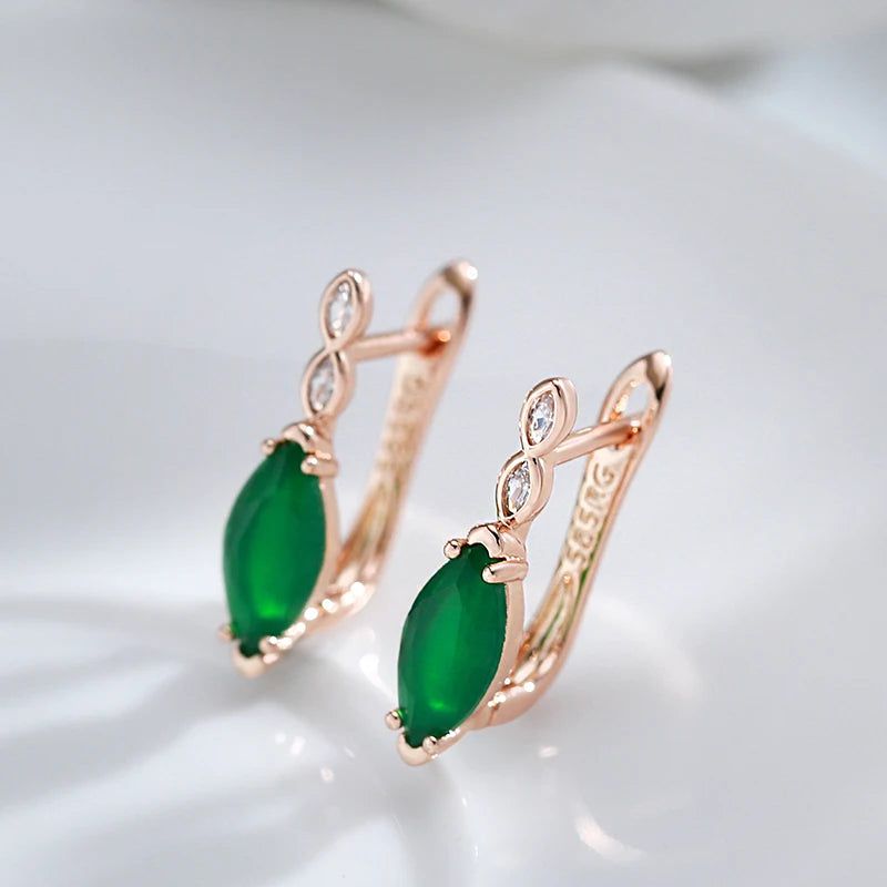 Refined Vintage 585 Rose Gold Plated Drop Earrings with Natural Zircon Stones