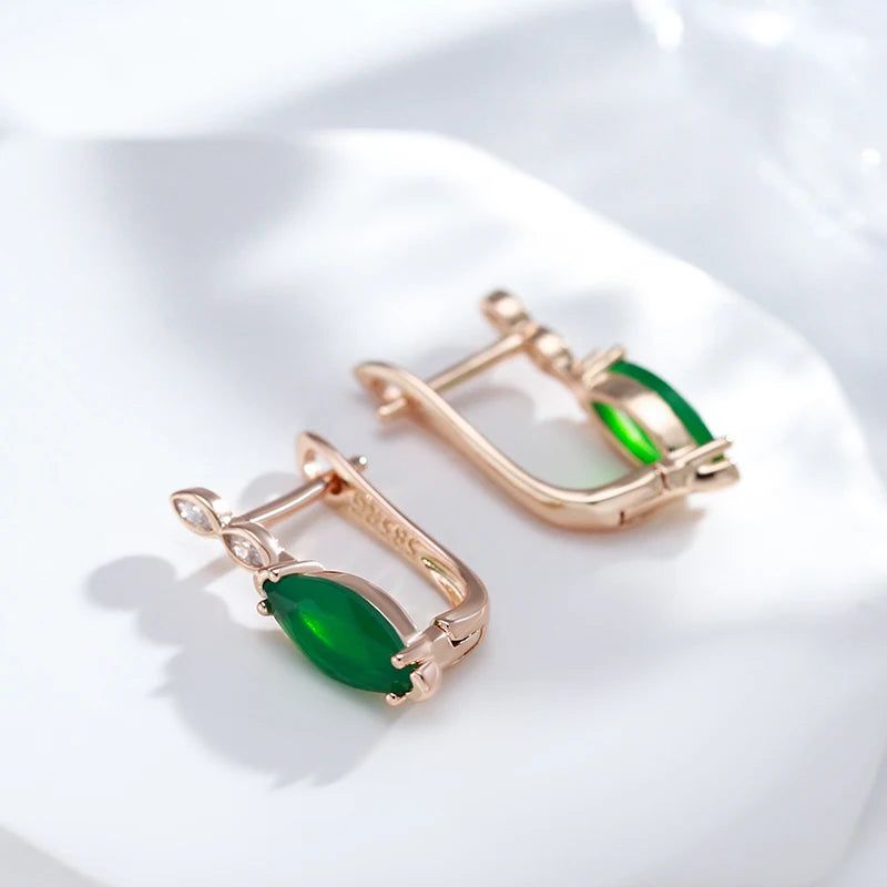 Refined Vintage 585 Rose Gold Plated Drop Earrings with Natural Zircon Stones