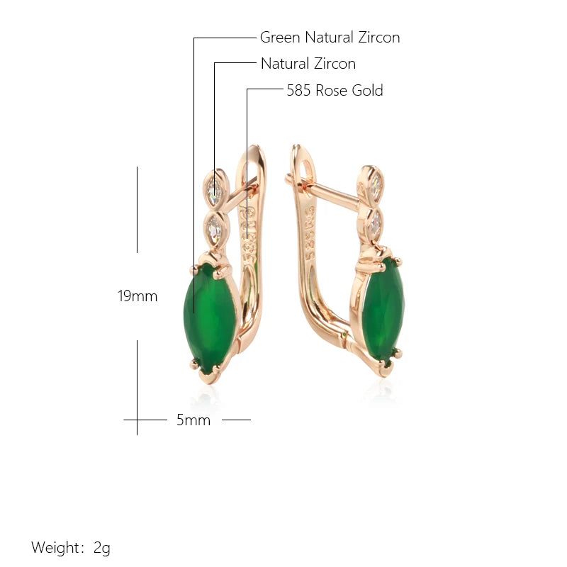 Refined Vintage 585 Rose Gold Plated Drop Earrings with Natural Zircon Stones